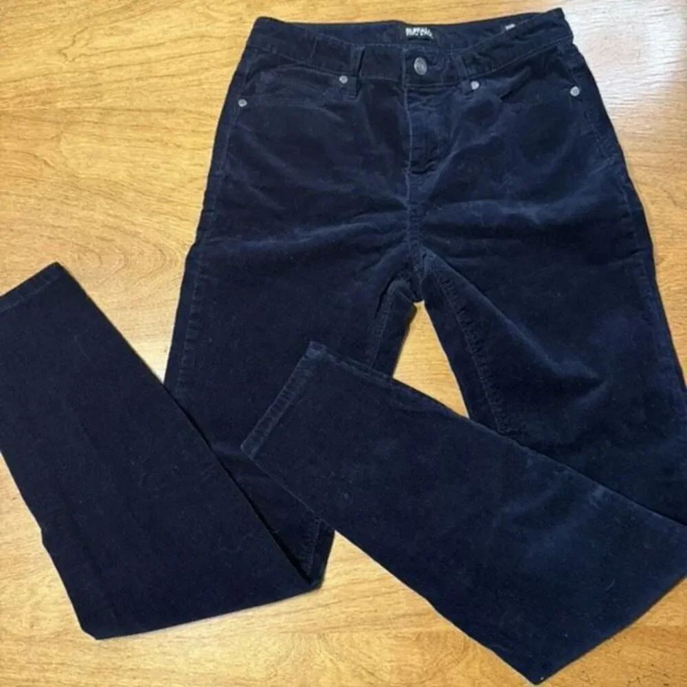 Buffalo David Bitton Women's Icon Mid-Rise Skinny Corduroy Pants Black Size 4/27